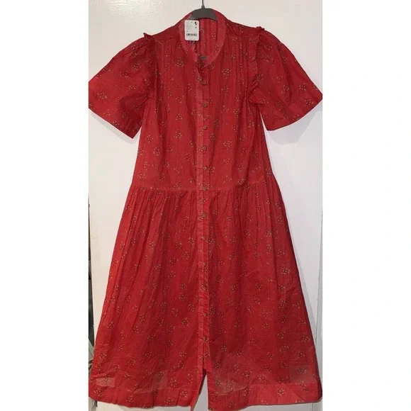 Free People Bella Mae Floral Midi Dress Womens Size M Prairie Boho  Red NWT - Picture 3 of 5